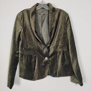 Jessica Women's Green Velvet Blazer Jacket Size 12 Party Elegant Old Money Y2K
